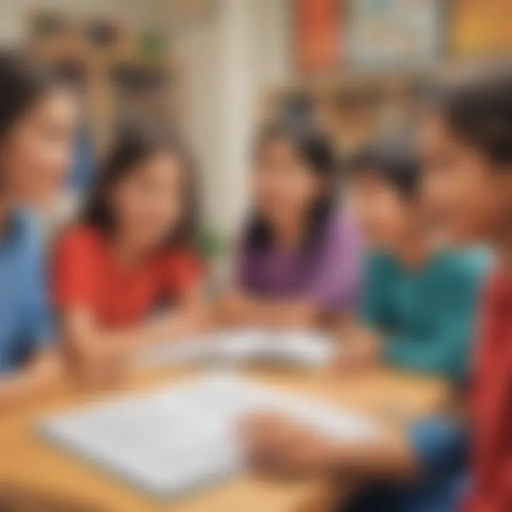 Group of children practicing speaking skills in ESL lesson