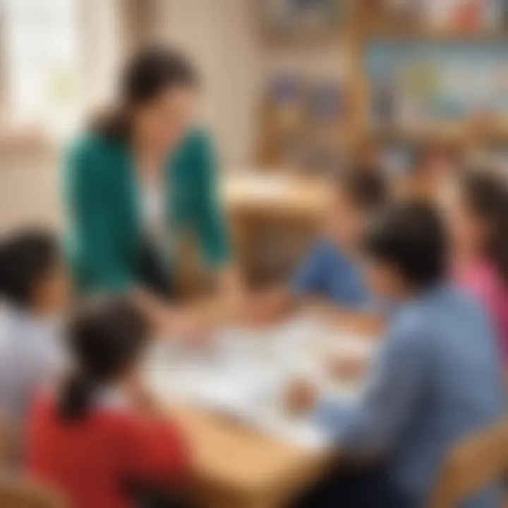 Teacher facilitating interactive ESL activity for children