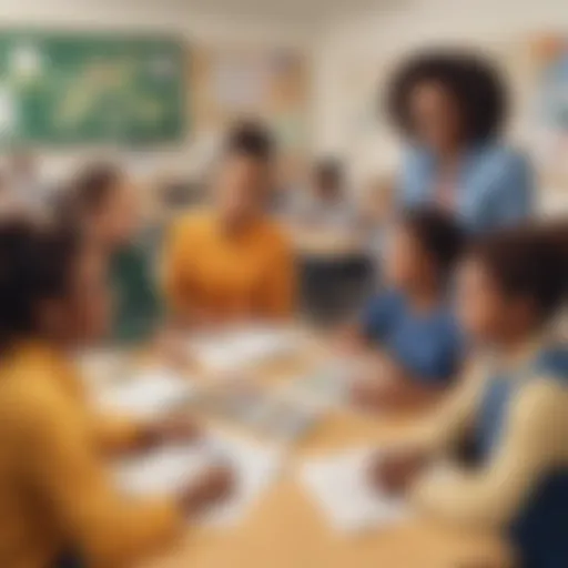 Inclusive education classroom with diverse students engaged in group discussion
