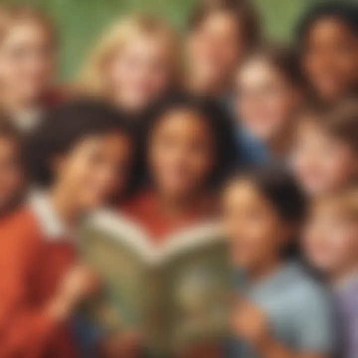 Illustration of diverse children holding book tokens