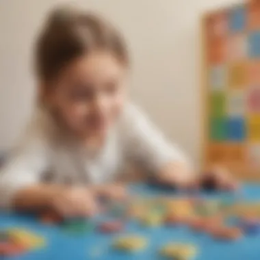 Child engaging with interactive letter tiles