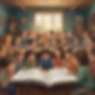 Illustration of children enjoying a phonics-based storytelling session