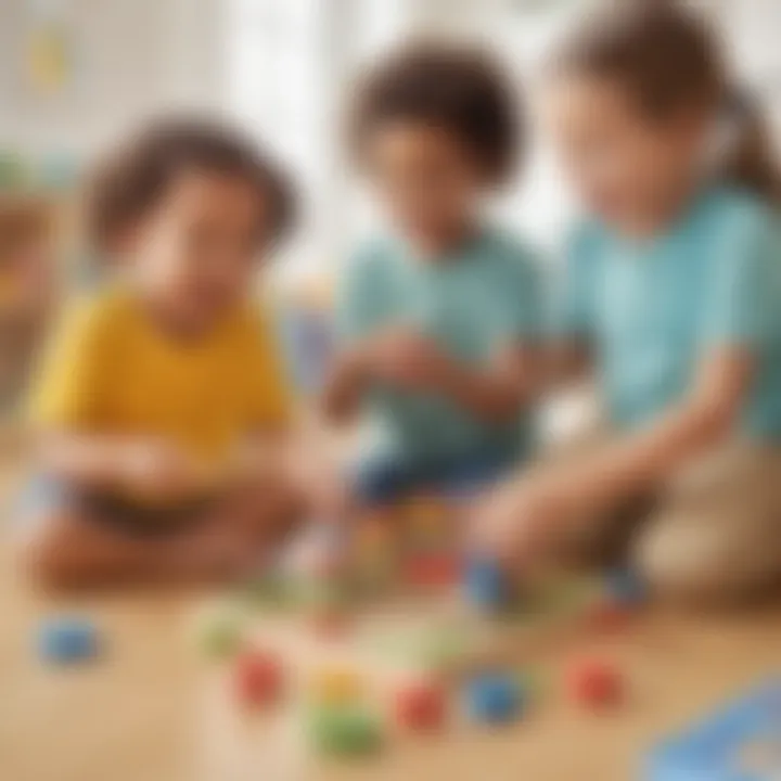 Group of children playing with educational toys