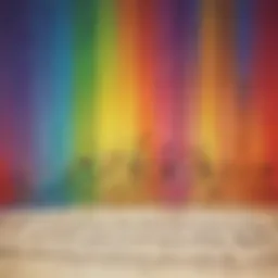 Abstract representation of music notes on a colorful spectrum