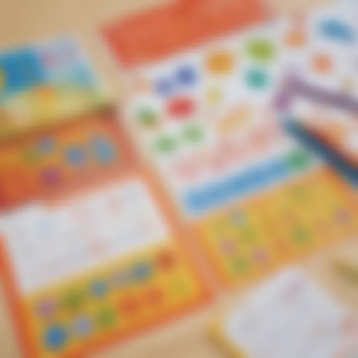 Interactive maths tools and worksheets laid out for preschoolers