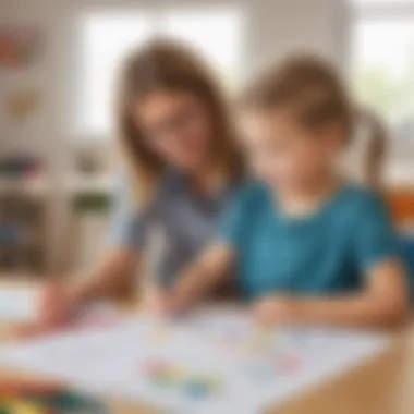 Collaborative Learning Experience in Maths Parent facilitating a maths worksheet session with a child