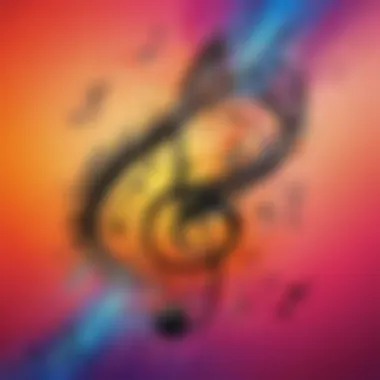 Musical notes on a colorful abstract background