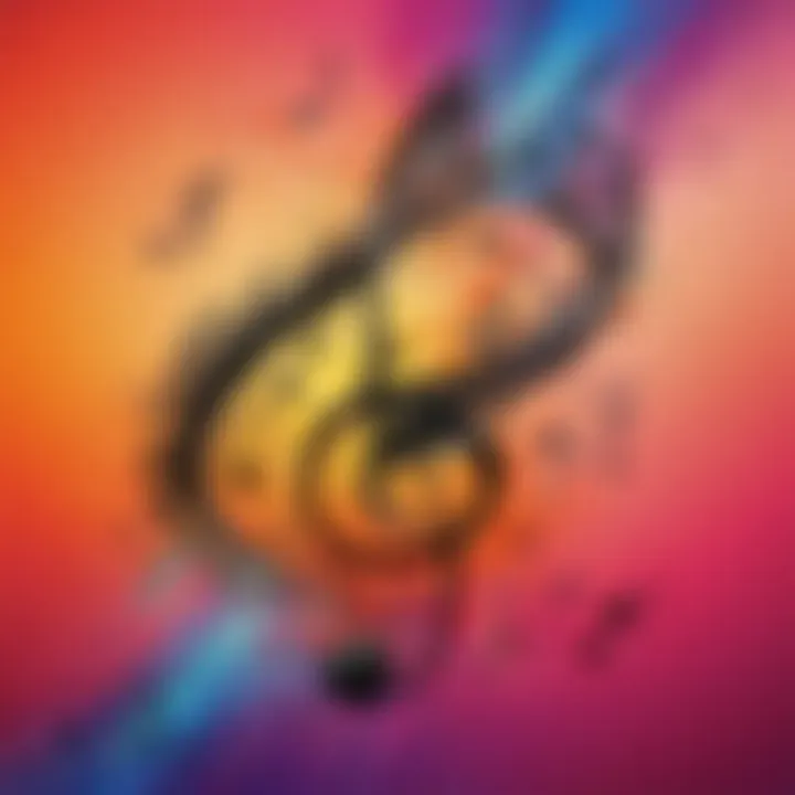Musical notes on a colorful abstract background