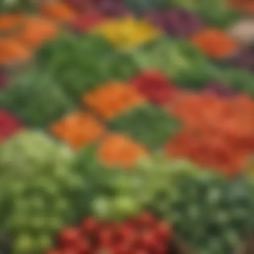 Fresh vegetable market displaying a variety of colorful produce