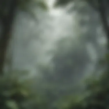 Misty Canopy of the Rainforest Lush Rainforest Canopy under Veil of Mist