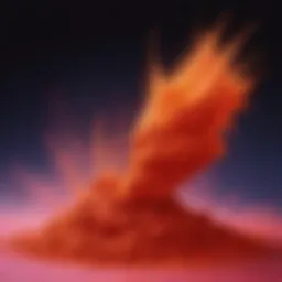 Vermilion powder floating in the air