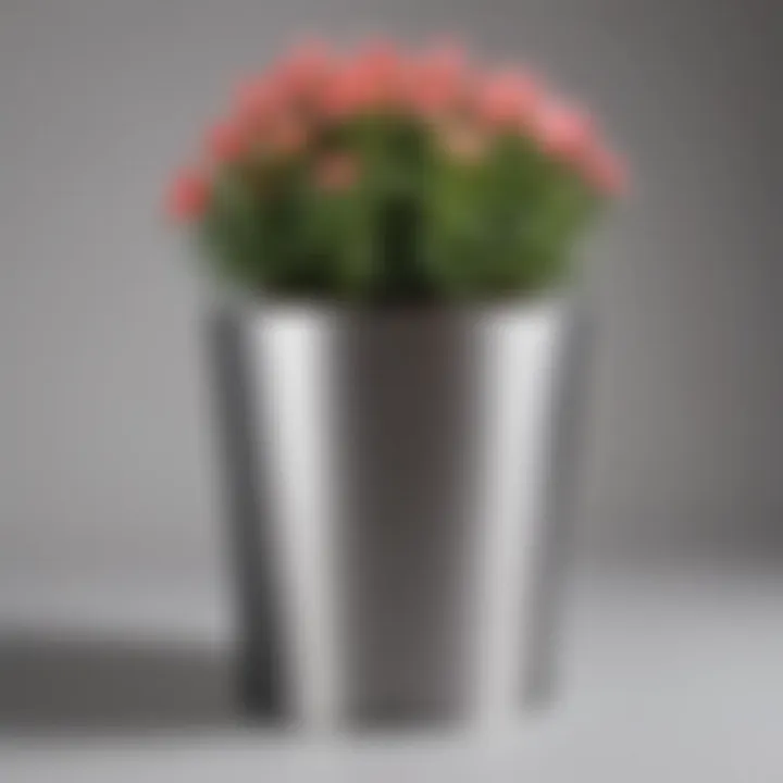 Sleek metallic finish flower pot cover
