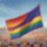 Illustration depicting a vibrant rainbow flag waving proudly