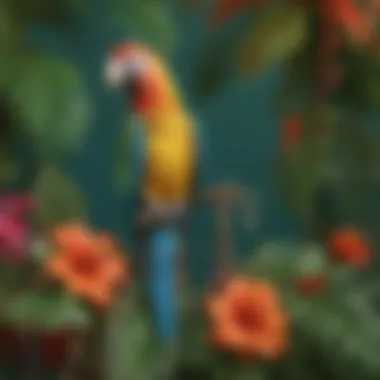 Tropical Talker: Vibrant 3D Parrot Display Colorful parrot in digital form