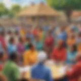 A vibrant community gathering showcasing local leaders in discussion.