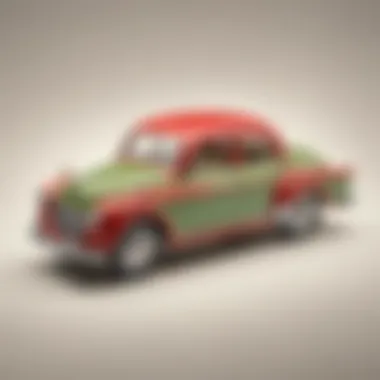 Vintage wind-up toy car in motion
