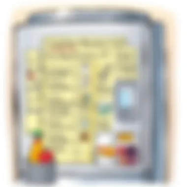 Creative Organization for Easy Reference A well-organized visual grocery list displayed on a refrigerator