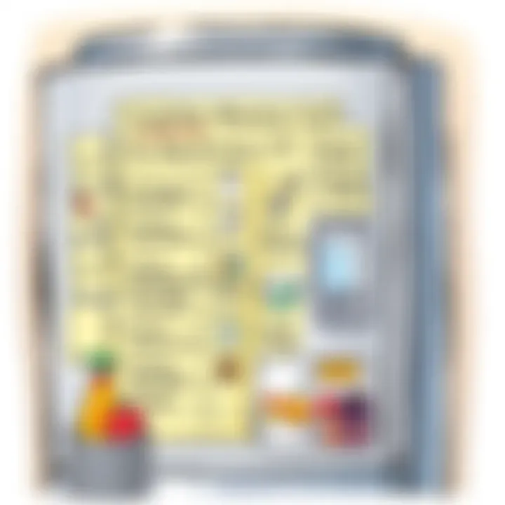 Creative Organization for Easy Reference A well-organized visual grocery list displayed on a refrigerator