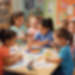 Illustration of children engaged in a collaborative art project