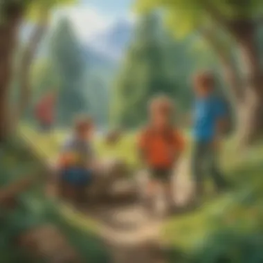 Illustration of children exploring nature and wildlife