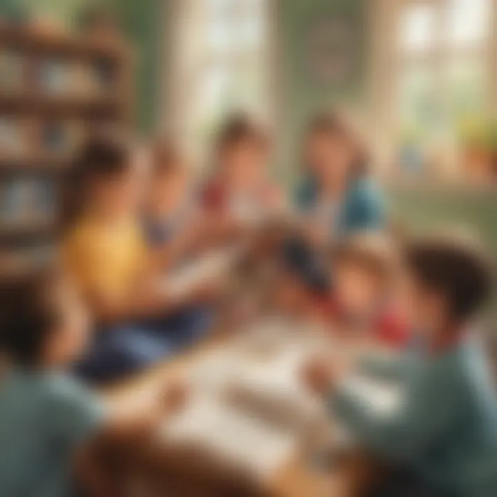 Illustration of young learners engrossed in a storytelling session