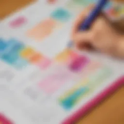 A colorful budgeting worksheet designed for children to track their expenses.