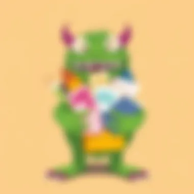 The Friendly Worry Monster A colorful illustration of a friendly Worry Monster holding a collection of children's worries.