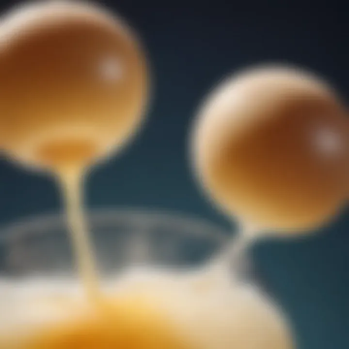 Close-up of yeast interacting with sugar in experiment