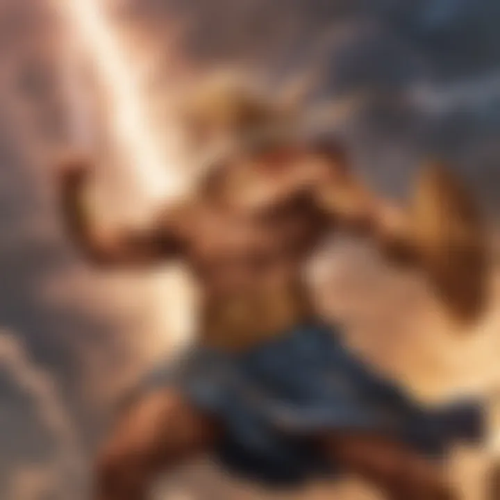 Zeus Wielding Thunderbolts in Epic Battle